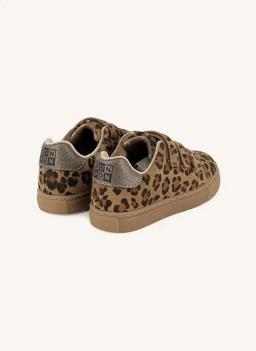 Bonton - Basil Leopar Desenli Kadife Sneakerlar | Kahverengi