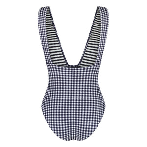 Anja Paris - Le Plongeant Vichy Einteiliger Badeanzug | Marineblau