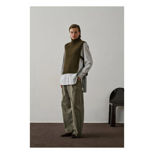 Soeur - Ärmelloser Pullover aus Schurwolle in Gold | Melierte Khaki