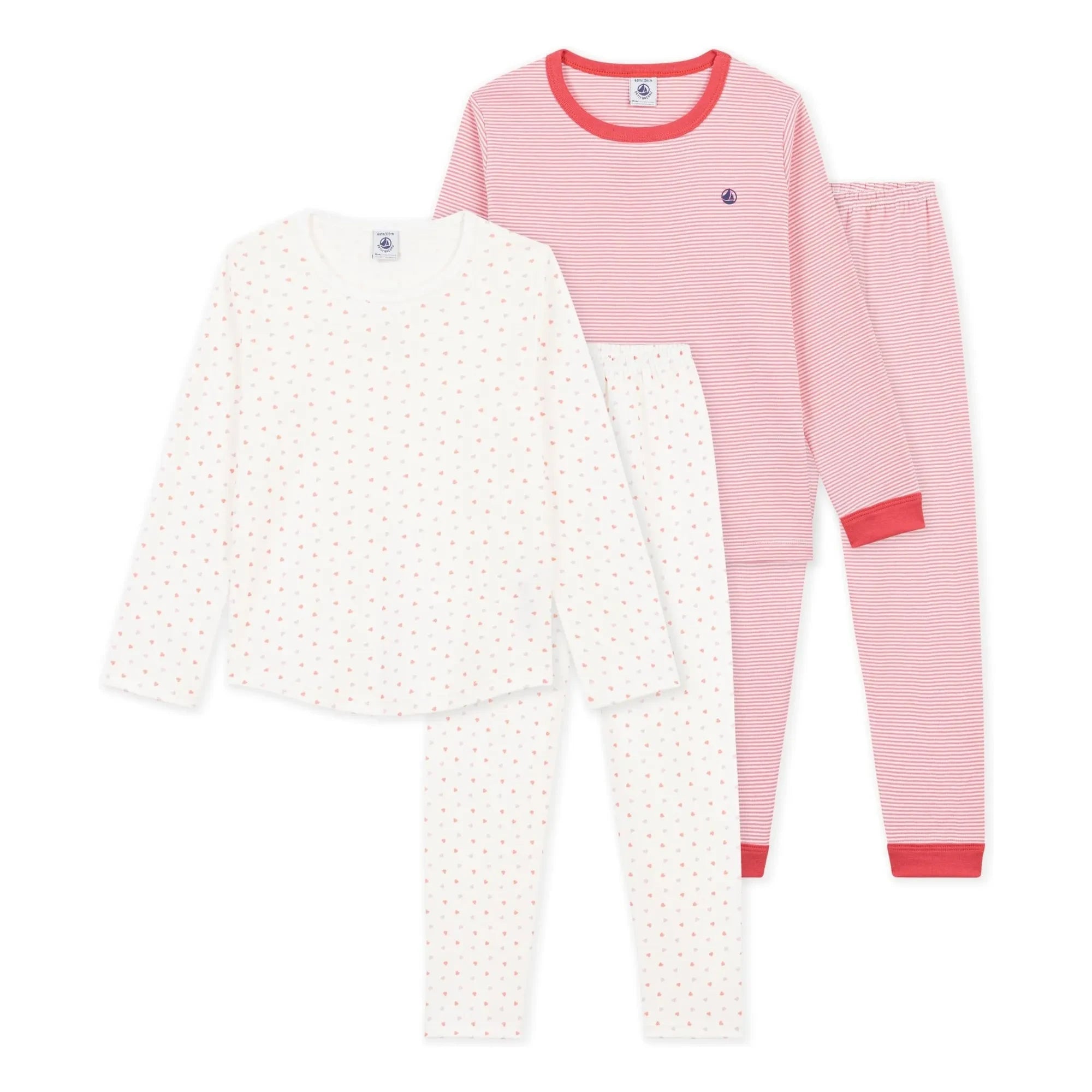 Petit Bateau - 2'li Kalp Pijama Seti | Pembe