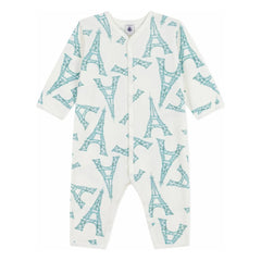 Petit Bateau - Schlafanzug ohne Bündchen Gute Nacht Eiffelturm | Weiß