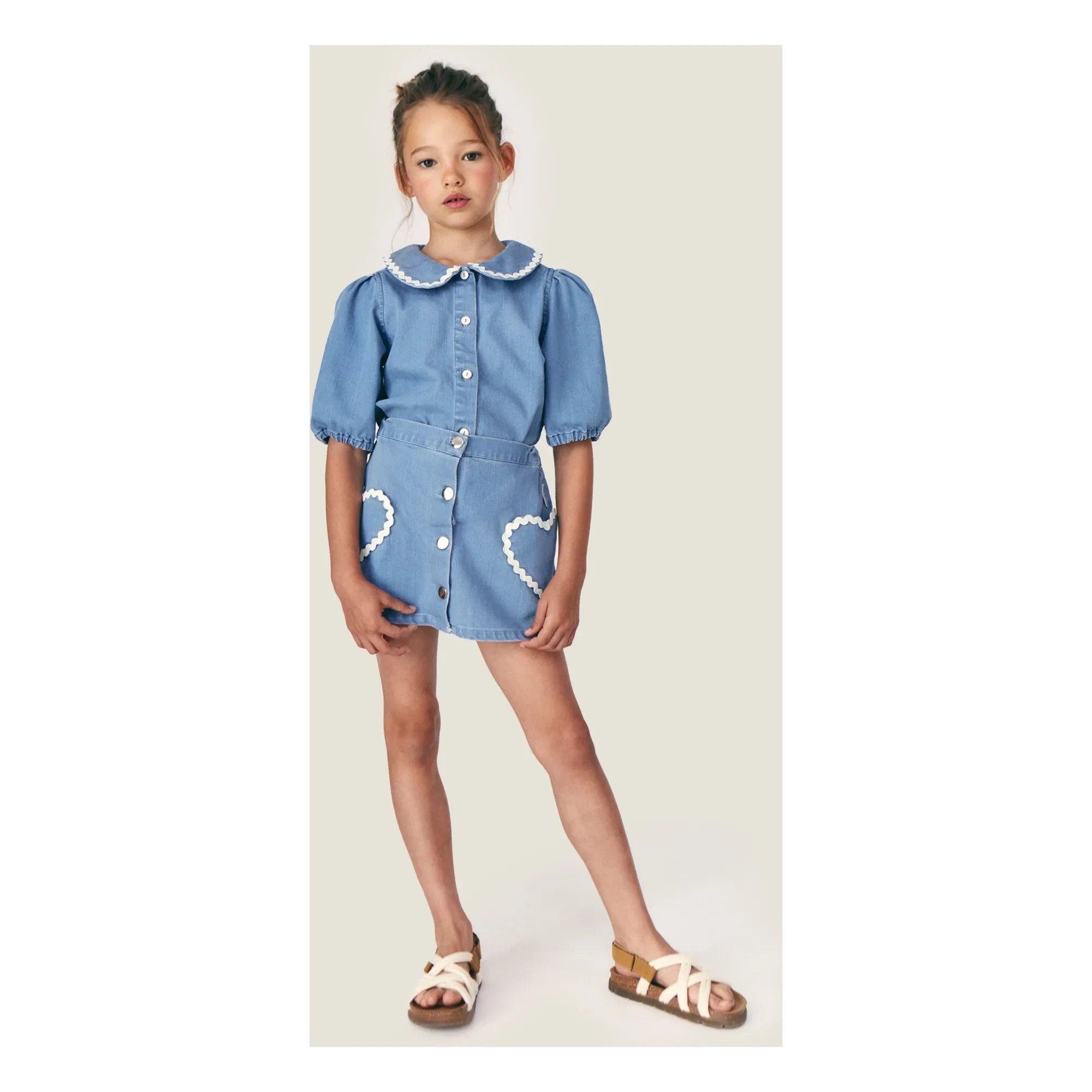 Mipounet - Louise Jeansrock mit Herztaschen | Hellblau