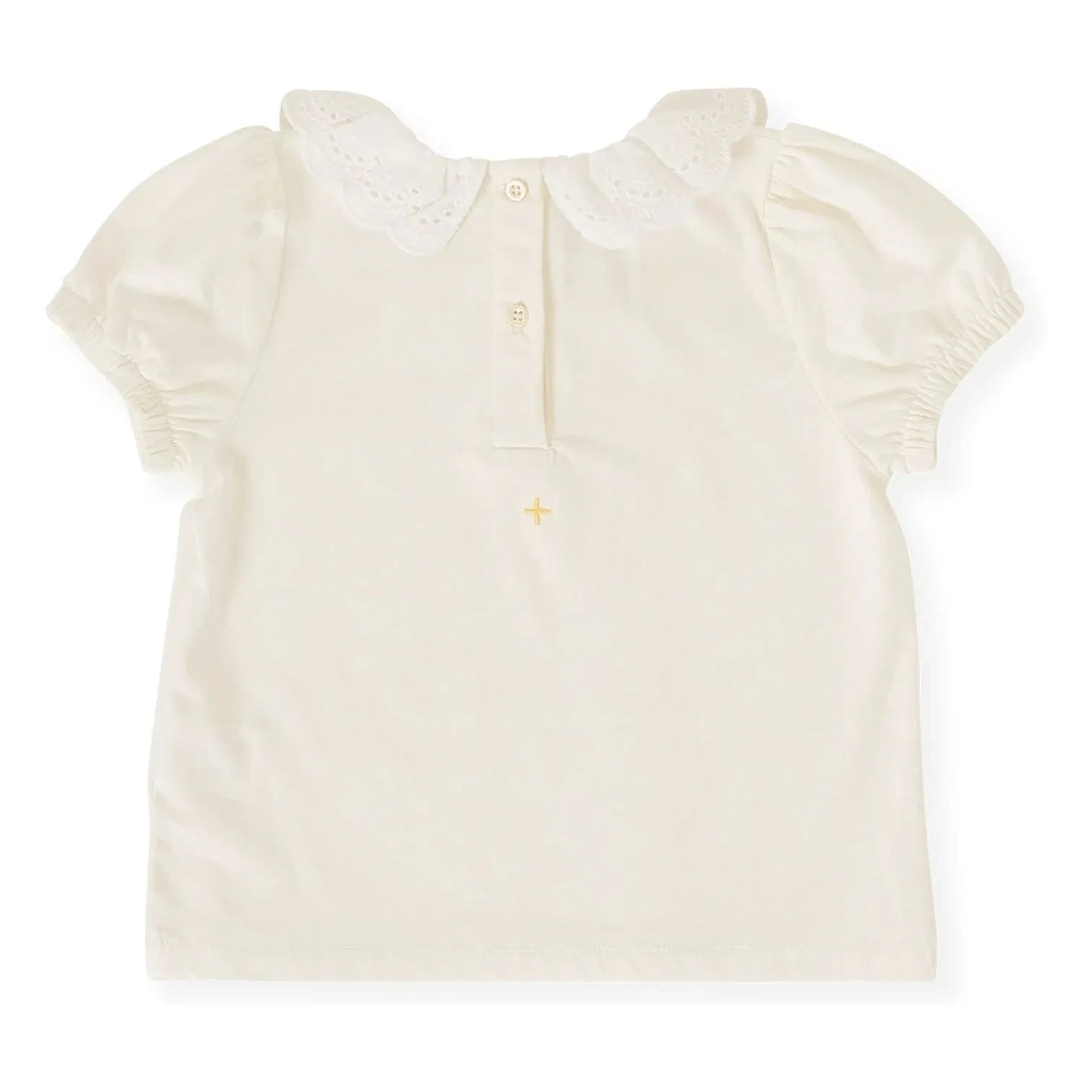 Goldie + Ace – T-Shirt mit Rüschenkragen | Weiß