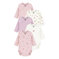 Petit Bateau - 5er Pack Bio-Baumwoll-Bodys mit Blumenmuster | Rosa