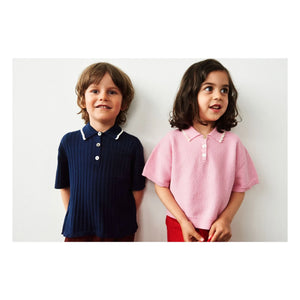 FUB – Polo-Oversize, dünn gewebter Piqué aus Bio-Baumwolle | Zuckerrosa