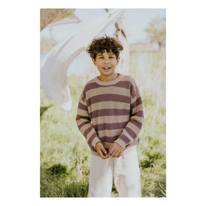 Yuki - Gestreifter Pullover aus Bio-Baumwolle | Sand