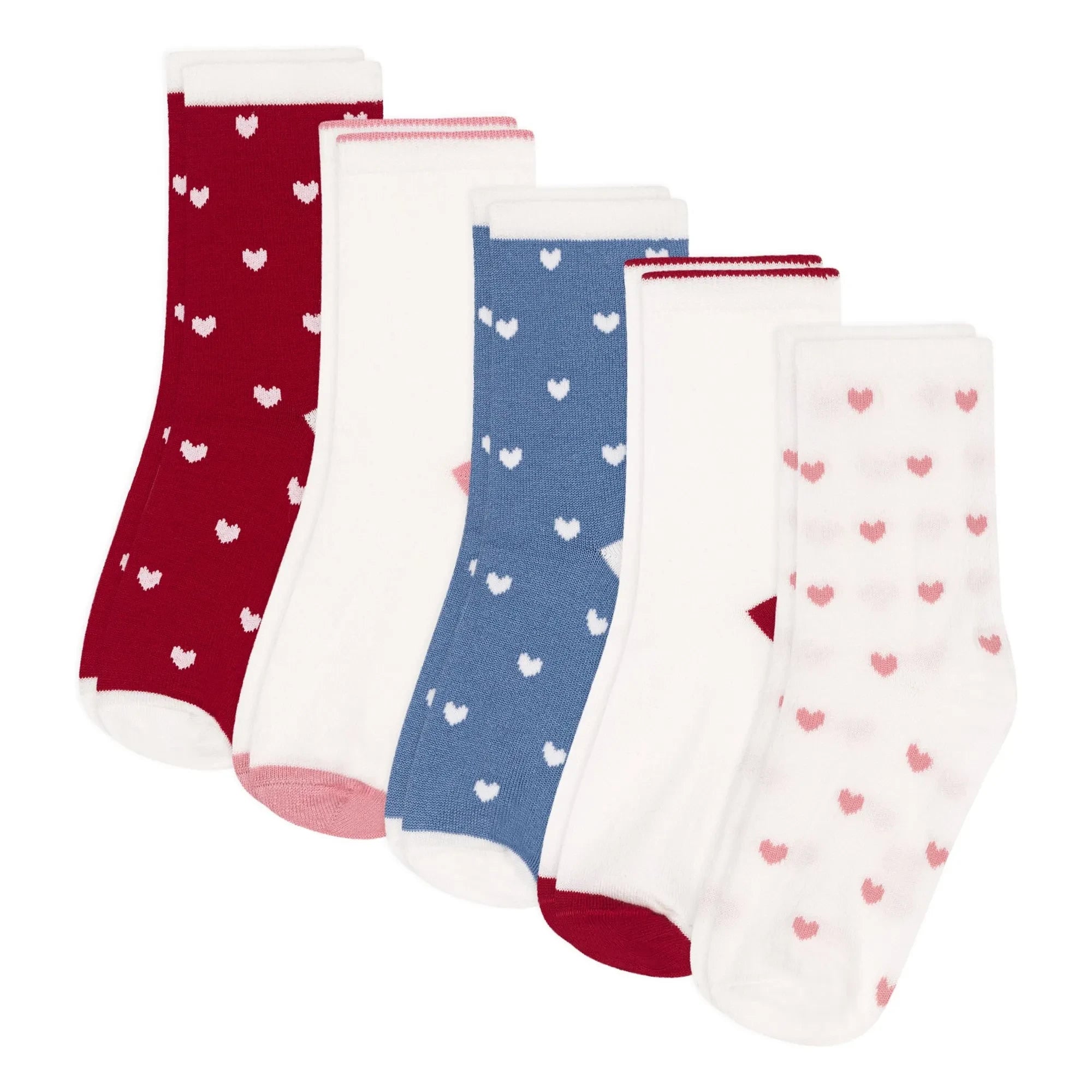 Petit Bateau – 5er-Set Jersey-Strümpfe | Rot