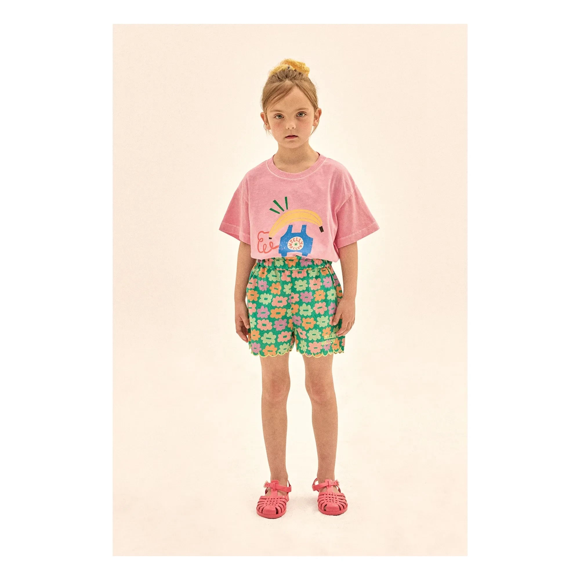 Jelly Mallow - Seersucker-Shorts mit grünem Blumenmuster