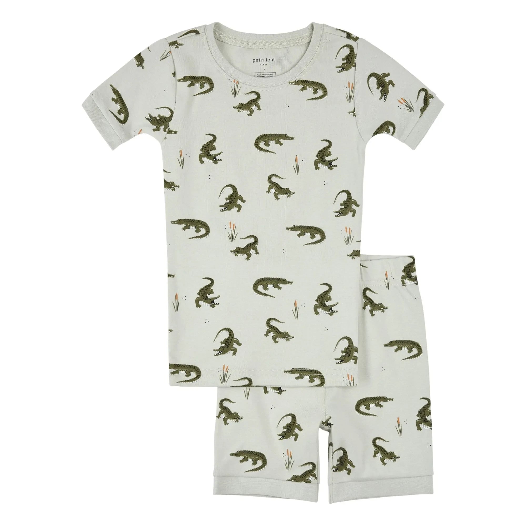 Petit Lem - Bio-Baumwolle Crocodiles Kurzer Pyjama | Grün