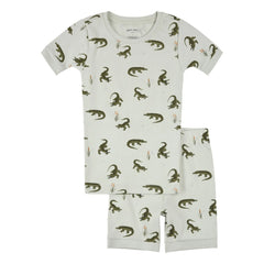 Petit Lem - Bio-Baumwolle Crocodiles Kurzer Pyjama | Grün