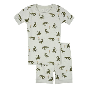 Petit Lem - Bio-Baumwolle Crocodiles Kurzer Pyjama | Grün