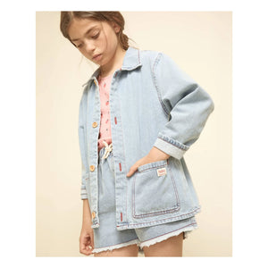 Búho - Fransige Denim-Shorts | Hellblau