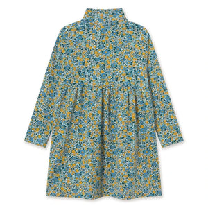 Tinycottons – Kleid aus Bio-Baumwollcord mit Blumenmuster | Blau