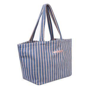Jera Mini - Gestreifte Handtuch-Strandtasche | Royalblau