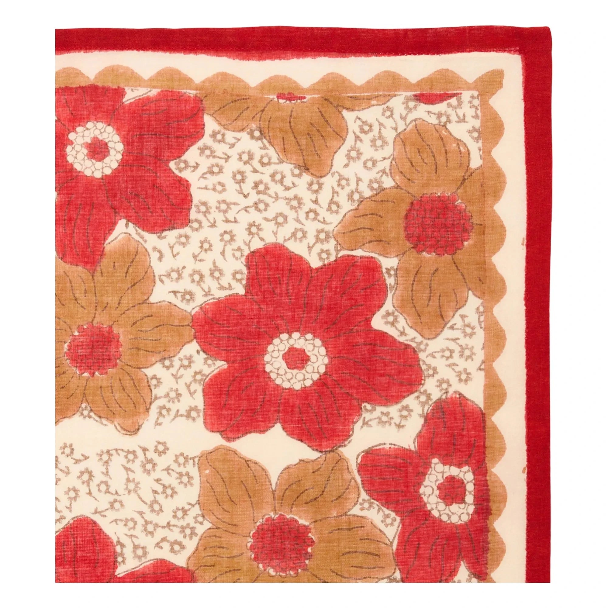 Apaches - Kleines Dupatta-Tuch Blumen | Rot