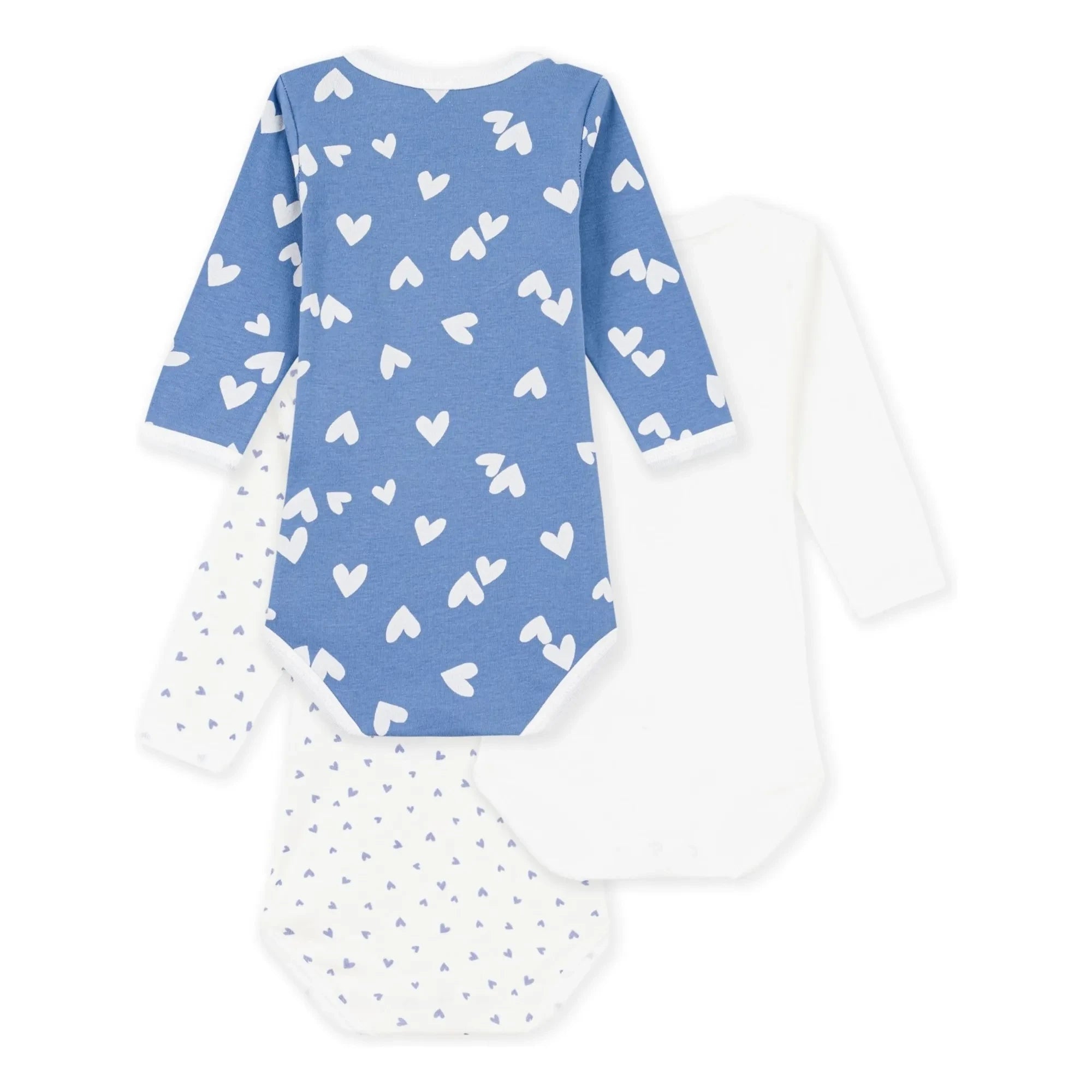 Petit Bateau - 3'lü Organik Pamuk Kalp Body Seti | Mavi