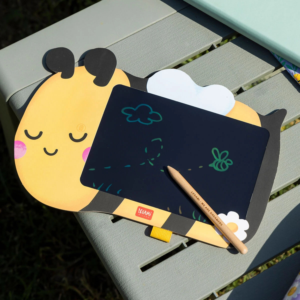 Legami - Tragbare LCD-Zeichentafel mit Bienenmotiv in Karton - Magische Zeichentafel