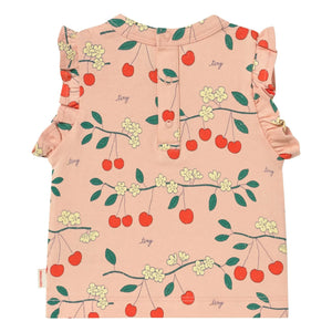 Tinycottons - Cherry T-Shirt mit Rüschen aus Bio-Baumwolle | Rosa