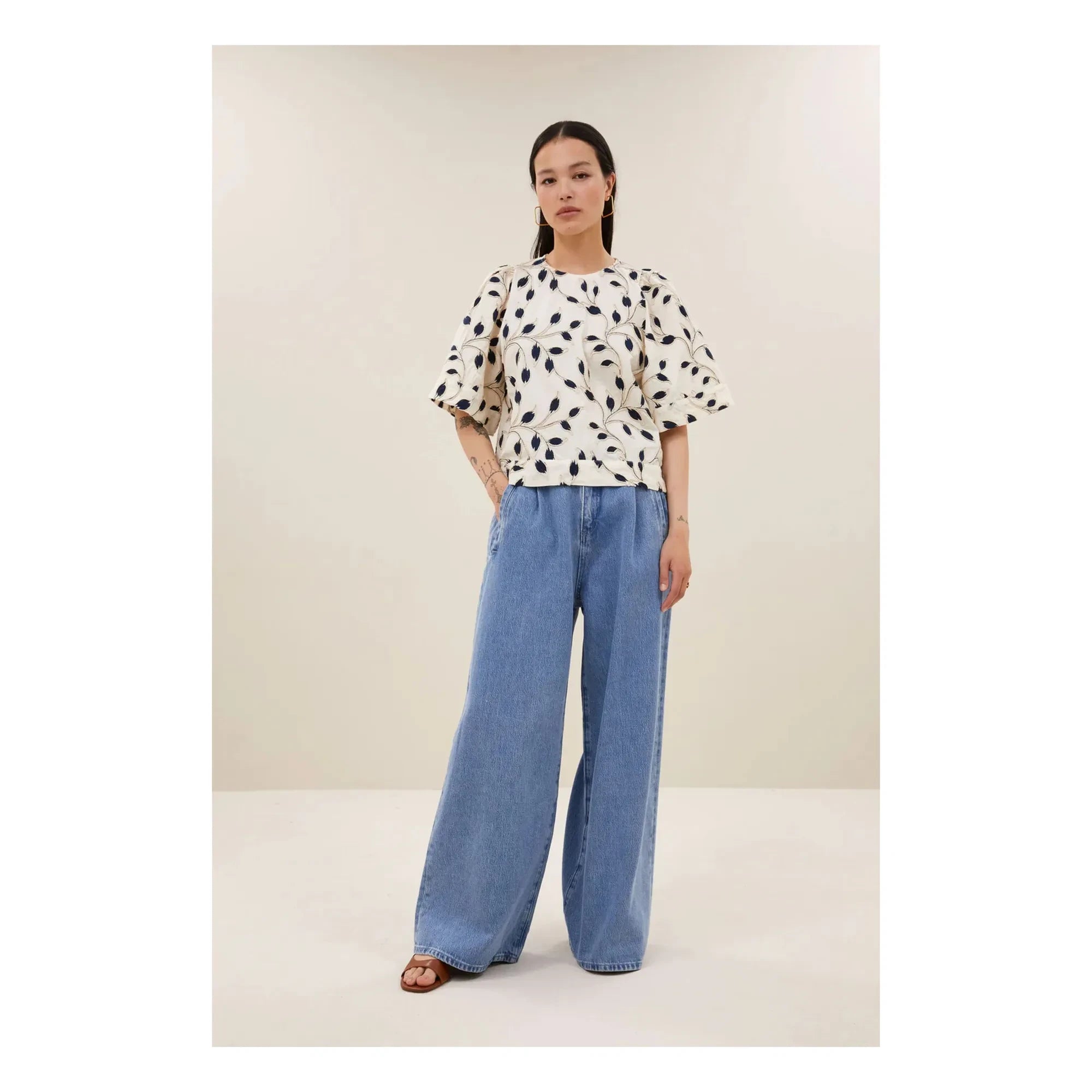 By Bar - Olivia Cotton Botanik Bluse | Nachtblau