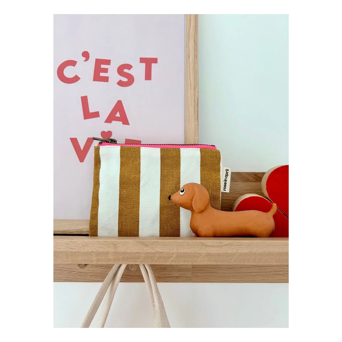 Rose in April - Lili gestreifte Clutch | Karamell