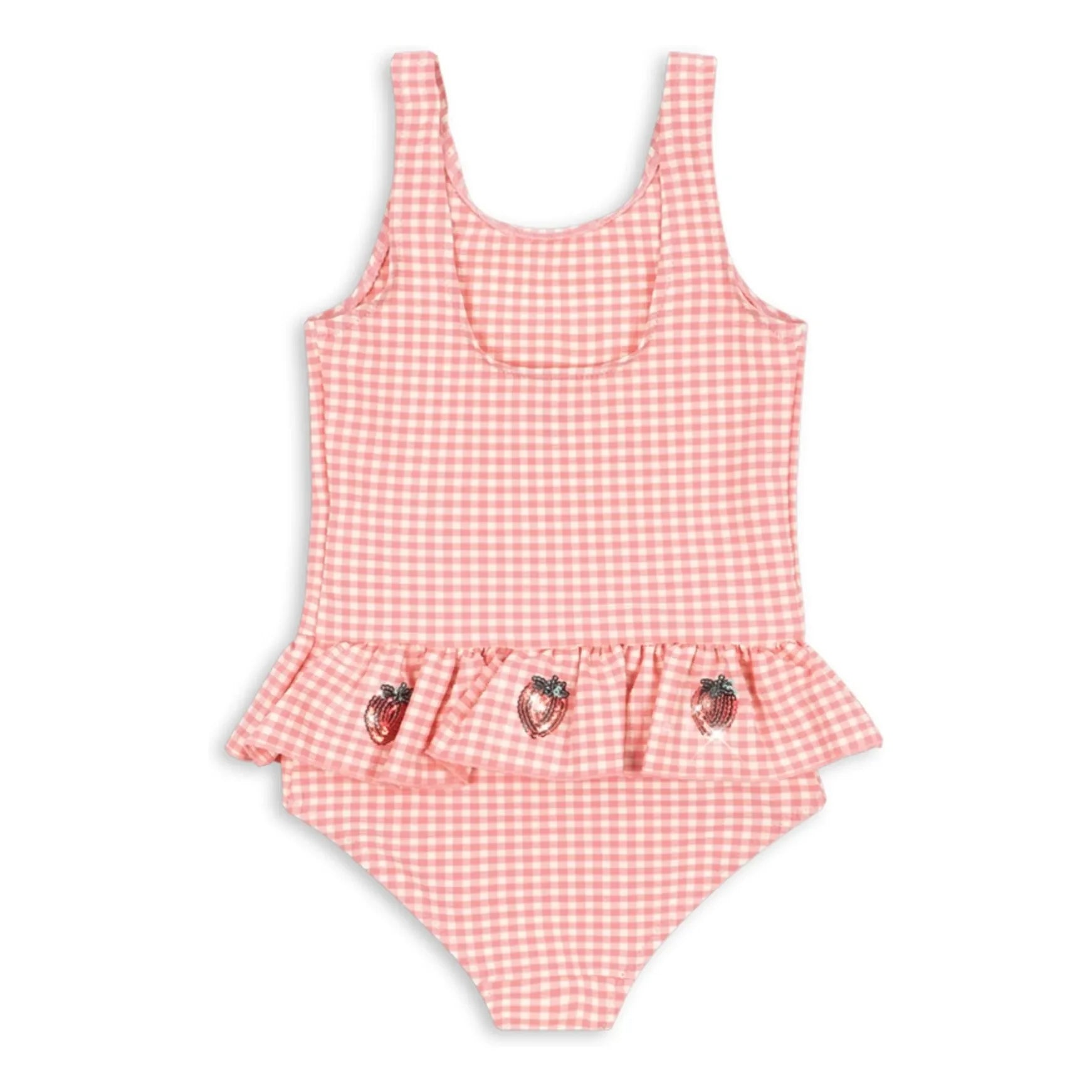Konges Sløjd - Erdbeer-Rüschen-Badeanzug mit Etta-Muster | Rosa