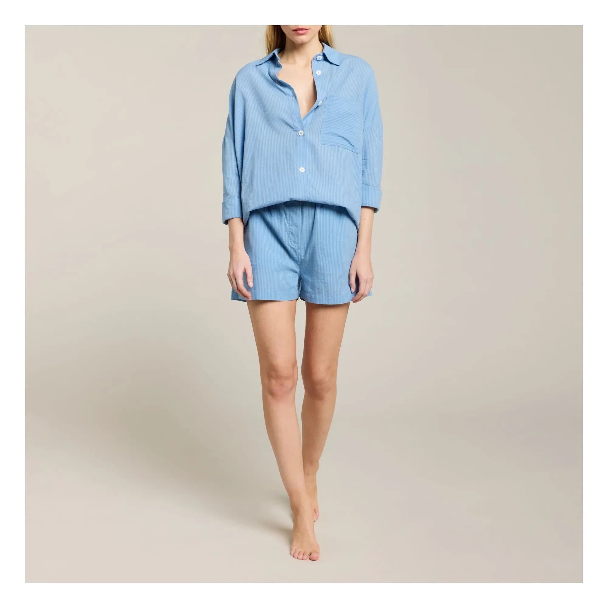 Maison Saint Julien - Ramatuelle Baumwoll-Voile-Hemd | Azurblau