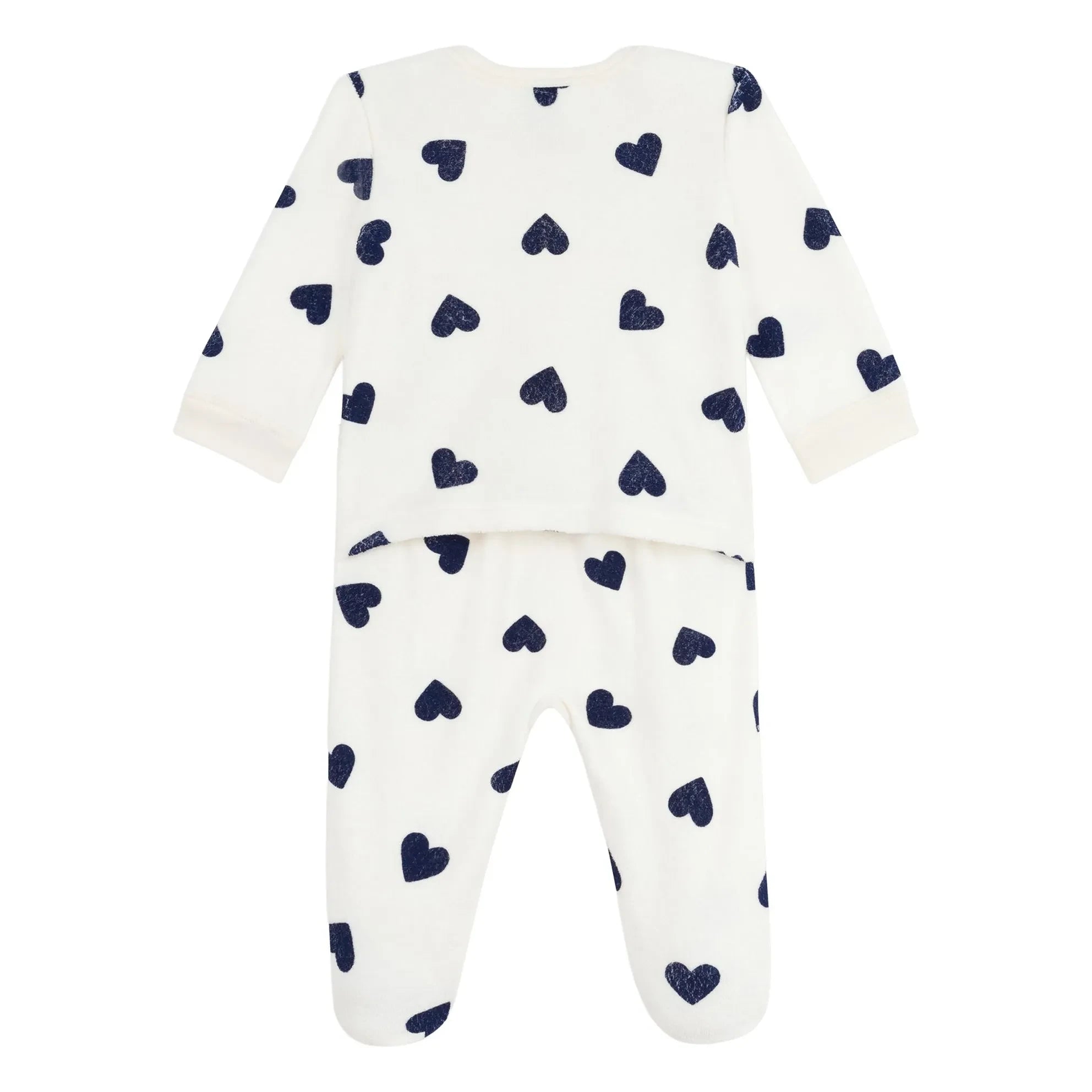Petit Bateau - Schlaf gut Herzen PB Pyjama | Ecru