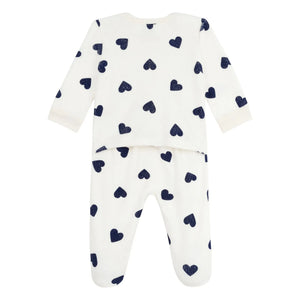 Petit Bateau - Schlaf gut Herzen PB Pyjama | Ecru