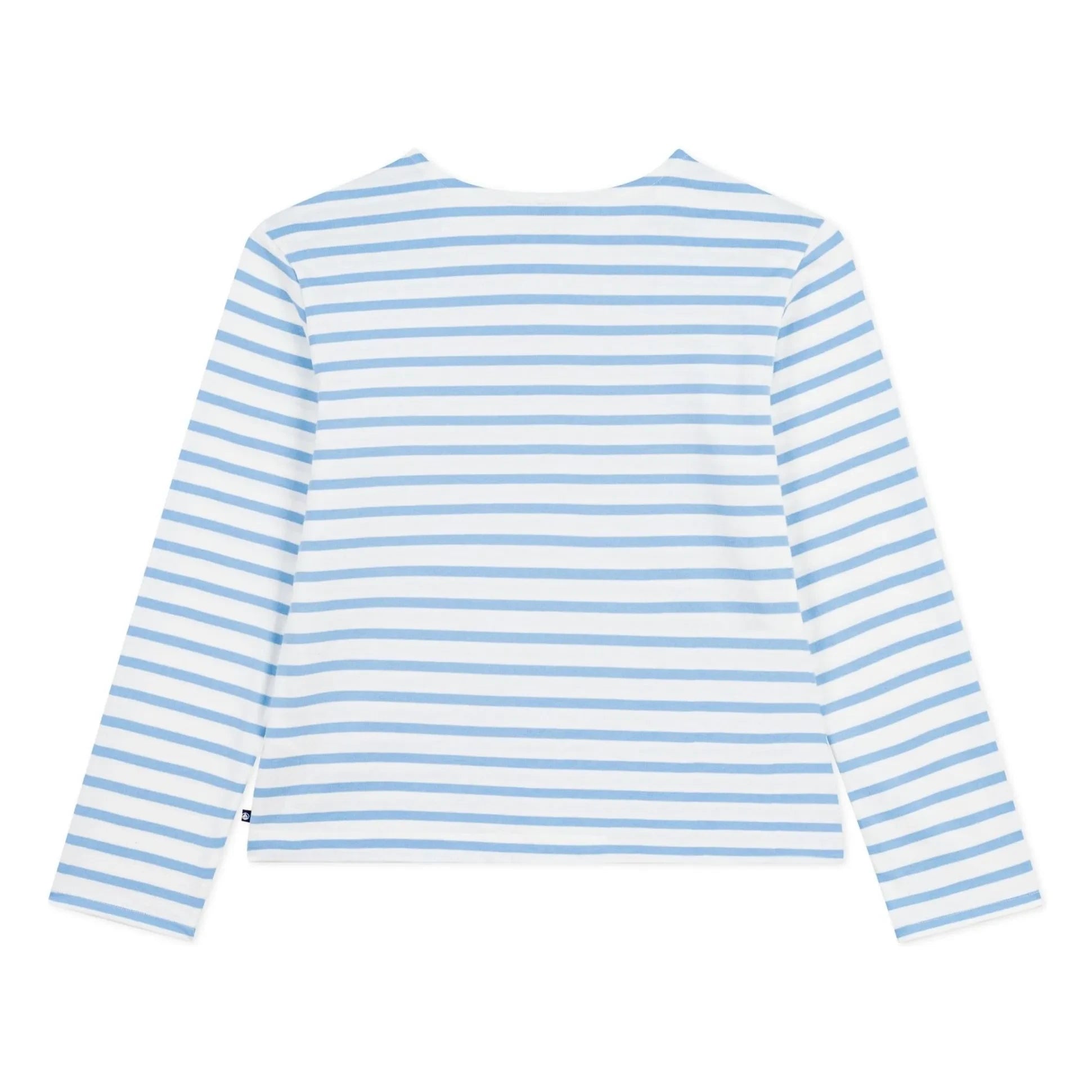 Petit Bateau - Blaue Marinière-Strampler mit Knöpfen