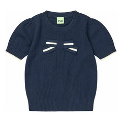 FUB – Fein gestricktes Knotenshirt aus Bio-Baumwolle | Marineblau