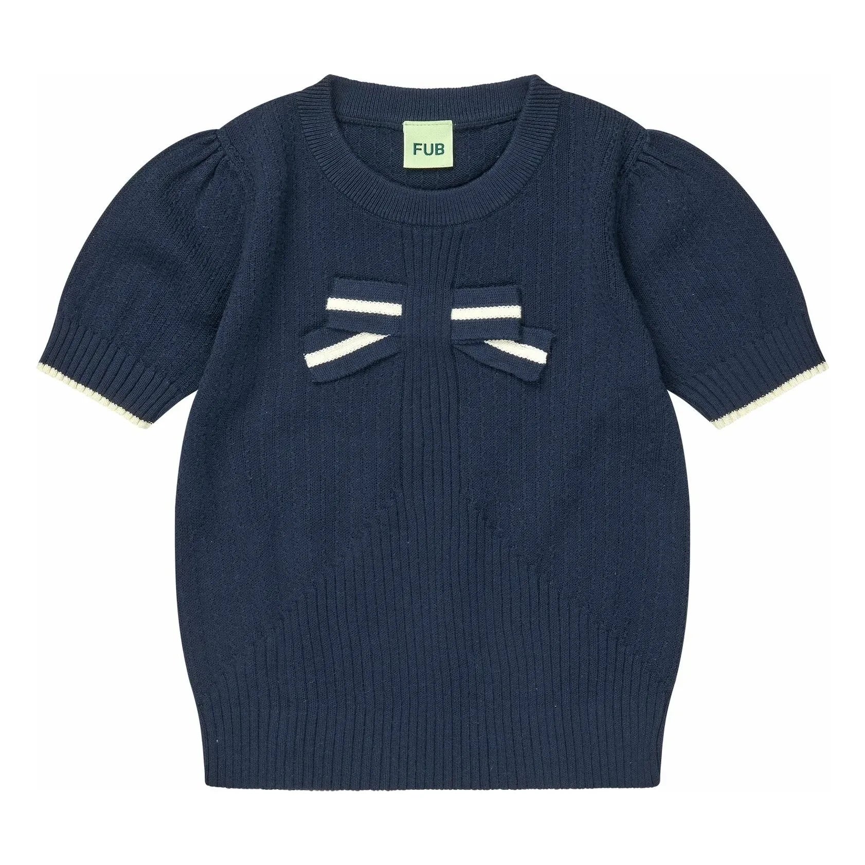 FUB – Fein gestricktes Knotenshirt aus Bio-Baumwolle | Marineblau
