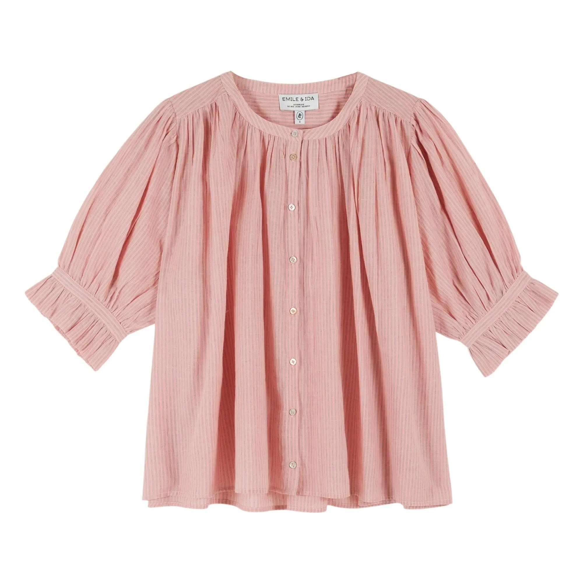 Emile et Ida - Rosa Khadi-Baumwollbluse