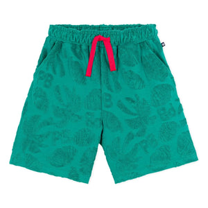 Petit Bateau – Shorts aus Frottee mit Palmenmuster aus Bio-Baumwolle | Grün