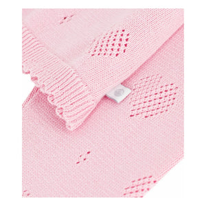 Petit Bateau – Strickjacke Ajour-Herzen aus Bio-Baumwolle | Rosa