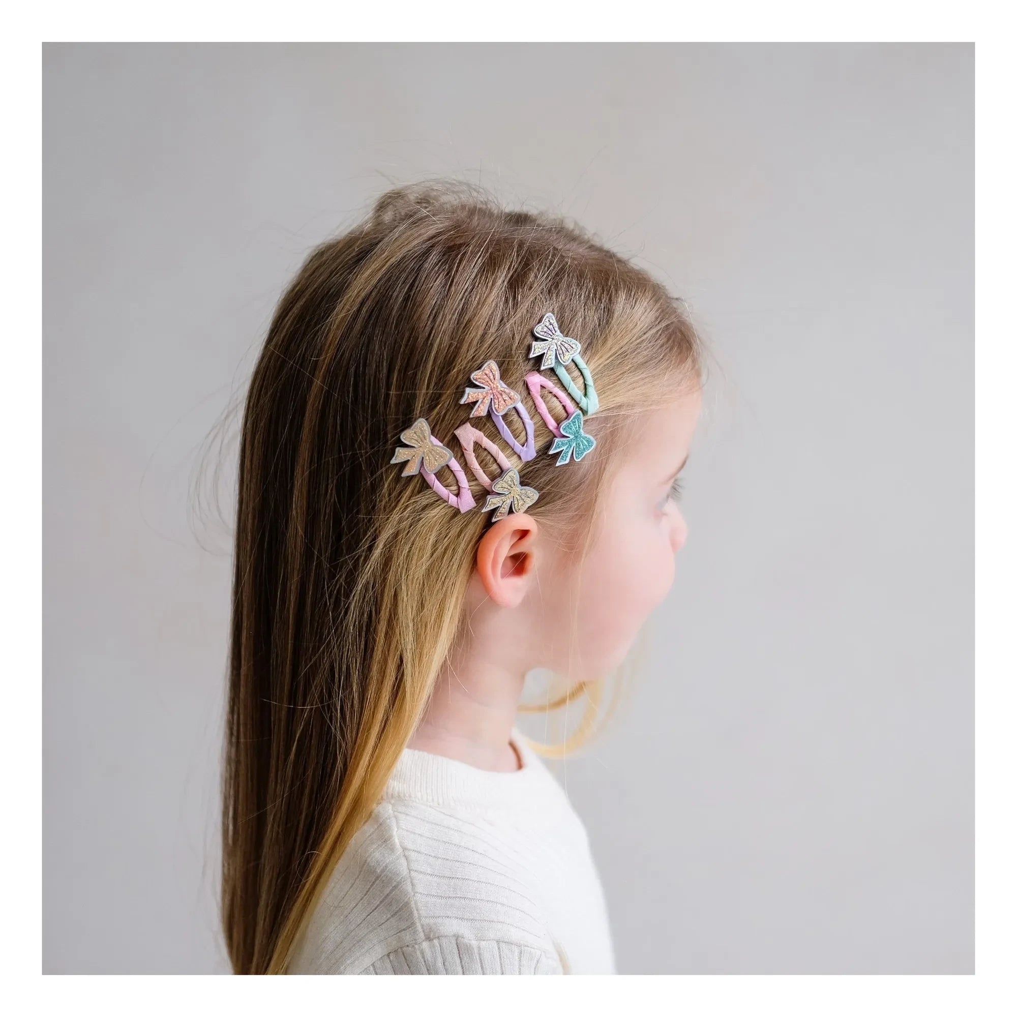 Mimi & Lula - 5er Set Mini Haarklammern mit Glitzer-Schleifen | Rosa