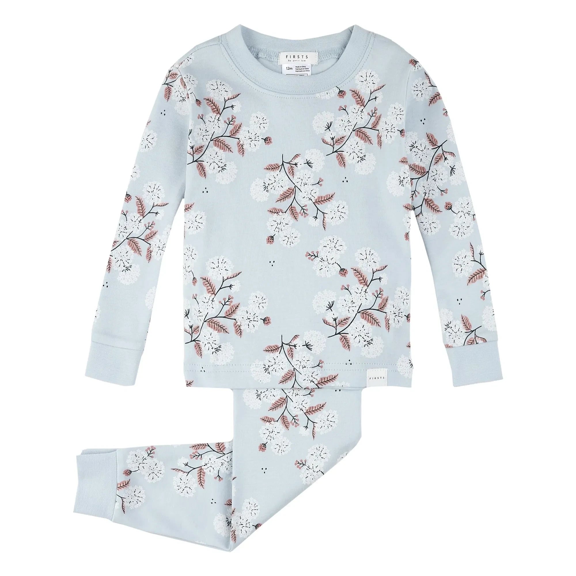 Petit Lem - Bio-Baumwoll-Hortensienpyjama | Hellblau