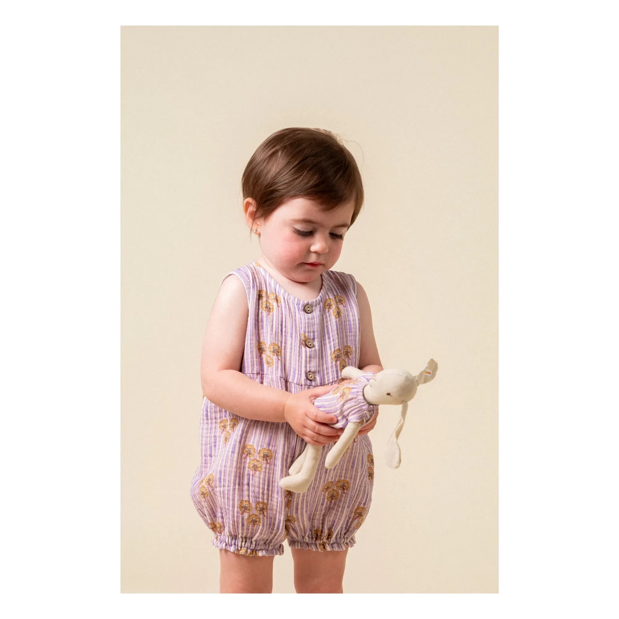 birinit - Gestreifter Bio-Baumwoll-Cinca-Strampler | Mauve