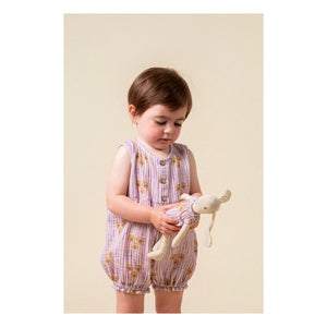 birinit - Gestreifter Bio-Baumwoll-Cinca-Strampler | Mauve