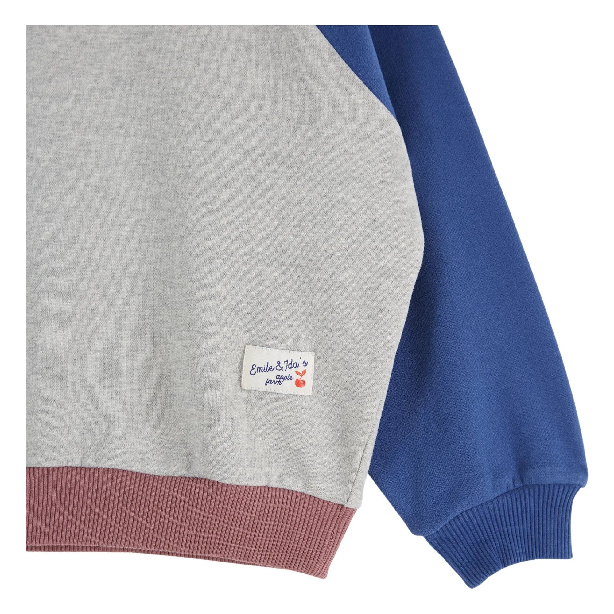 Emile et Ida - Renk bloklu organik pamuklu sweatshirt | Gri melanj
