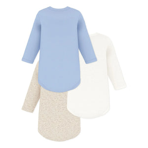 Petit Bateau - 3'lü Organik Pamuk Düz Body Seti | Mavi