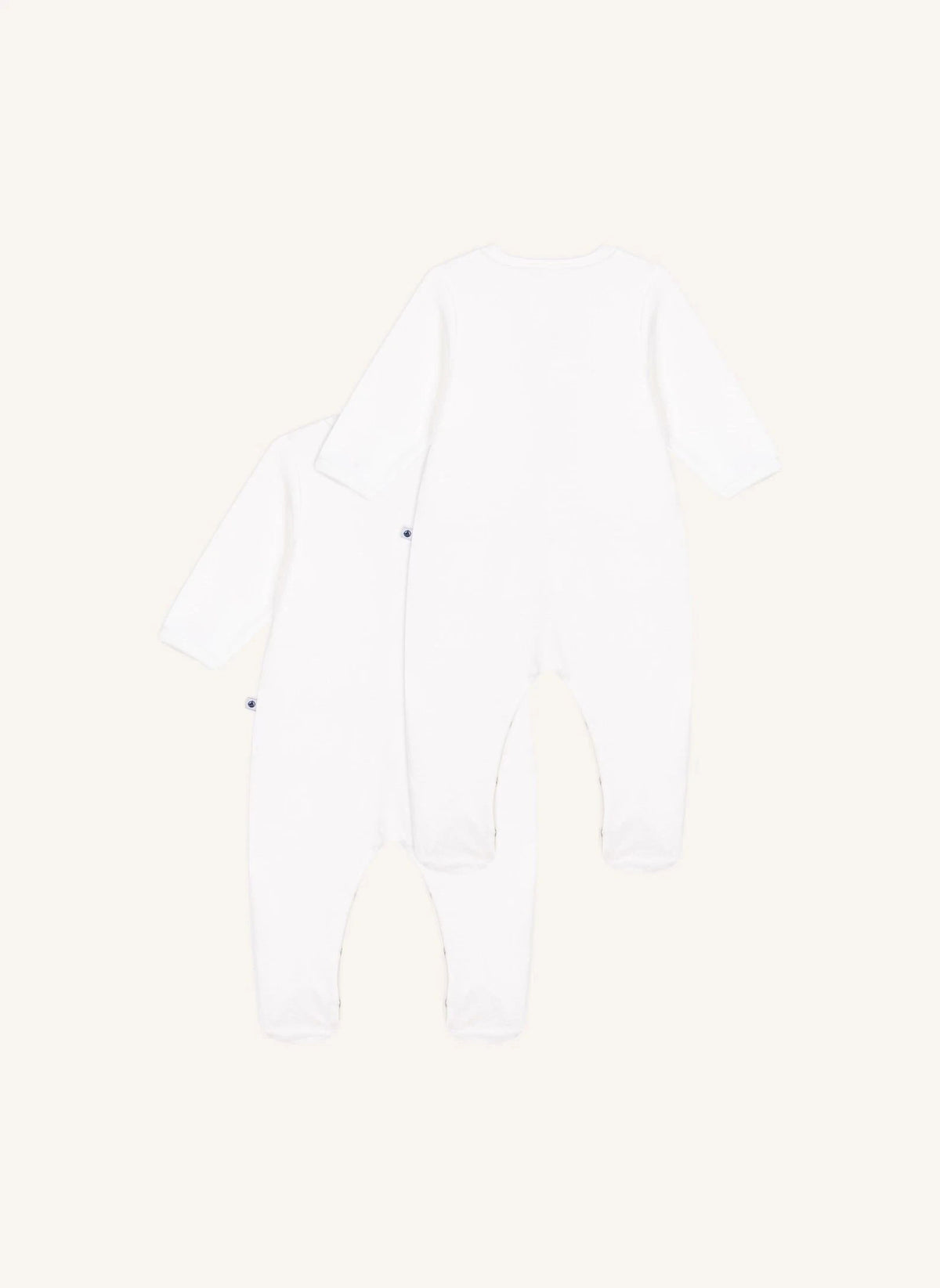 Petit Bateau - 2-teiliges Samt-Organik-Baumwoll-Pyjama-Set | Weiß