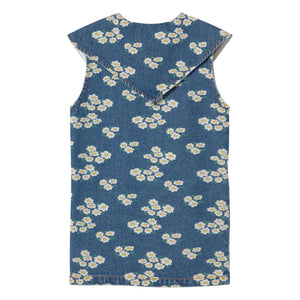 Tinycottons - Jeans-Oversize-Kleid mit Gänseblümchen-Kragen | Blau