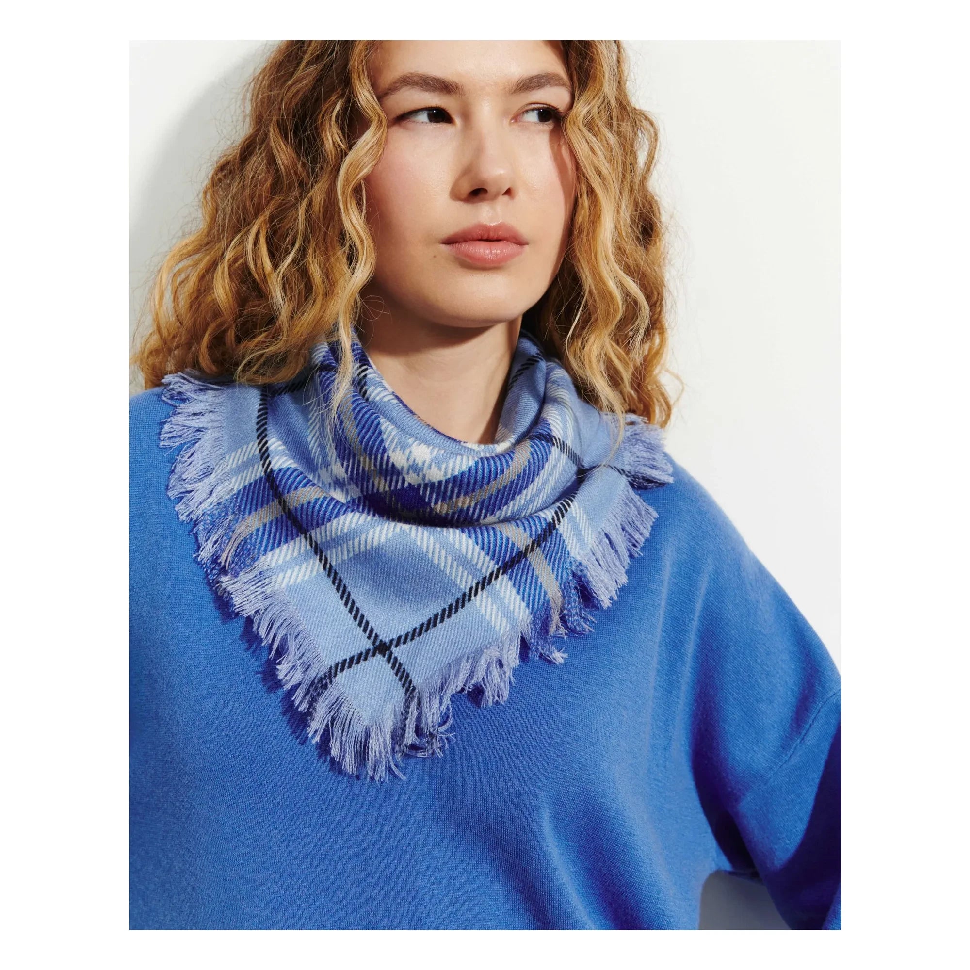 Bompard - Mini-Karo-Kaschmir-Schal | Blau