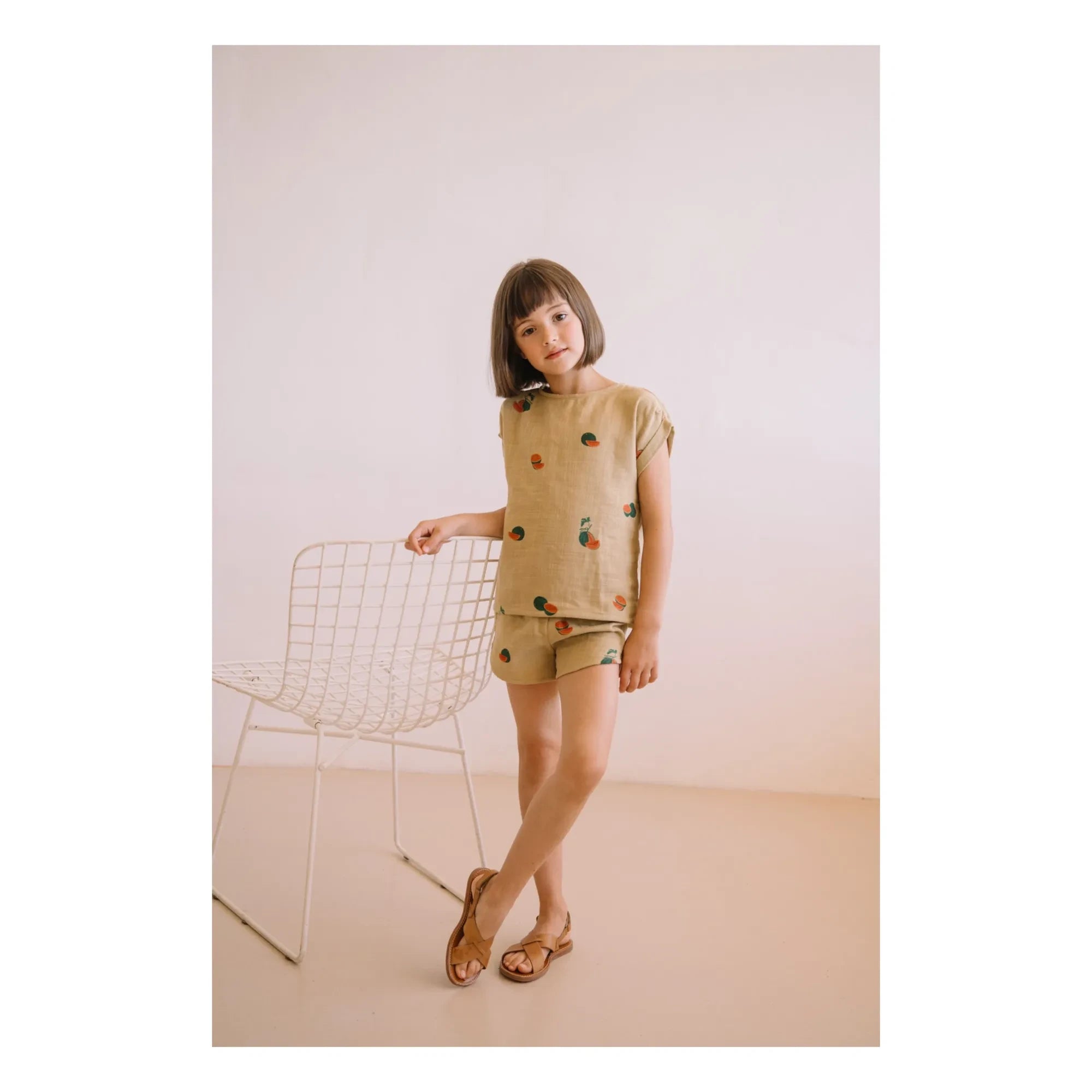 Studio Bohème - Georgette Shorts Wassermelone Bio-Baumwollgaze | Salbei