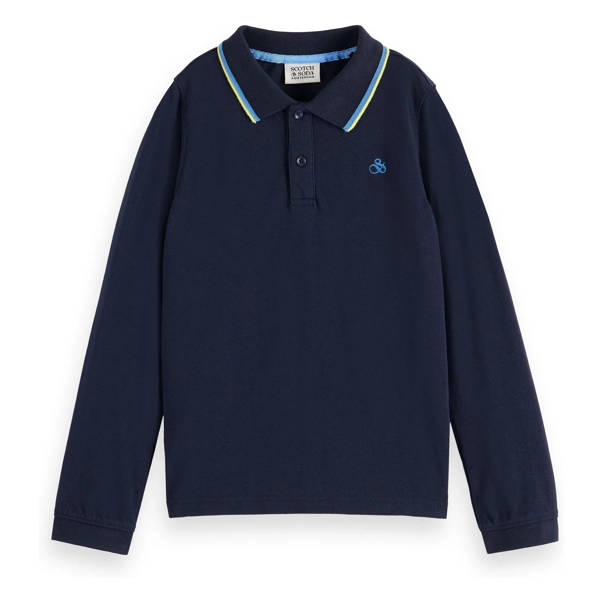 Scotch & Soda - Langärmeliges Piqué-Poloshirt | Marineblau