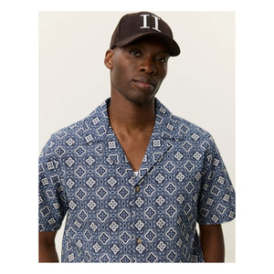 Les Deux - Lukas Arabesque Hemd aus Bio-Baumwolle mit kurzen Ärmeln | Blau