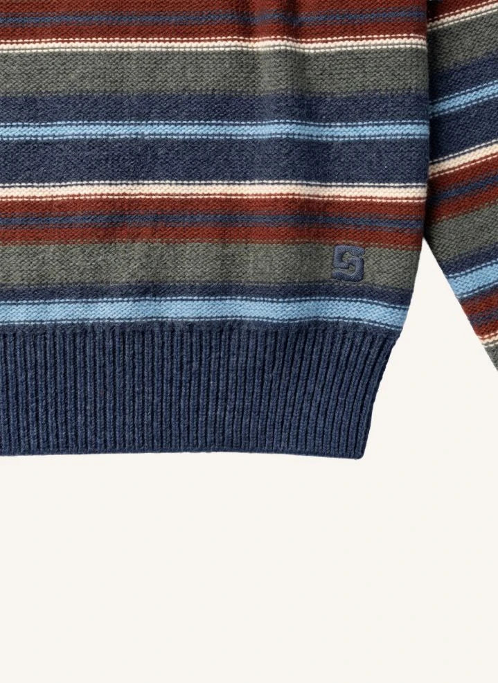 Smallable Kid - Matteo Gestreifter Wollpullover | Blau