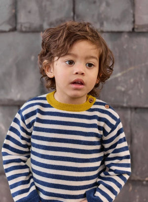 Bonton - Pepito gestreifter Babypullover | Marineblau