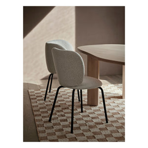 Ferm Living - Karierter Wolle und Jute Teppich | Creme