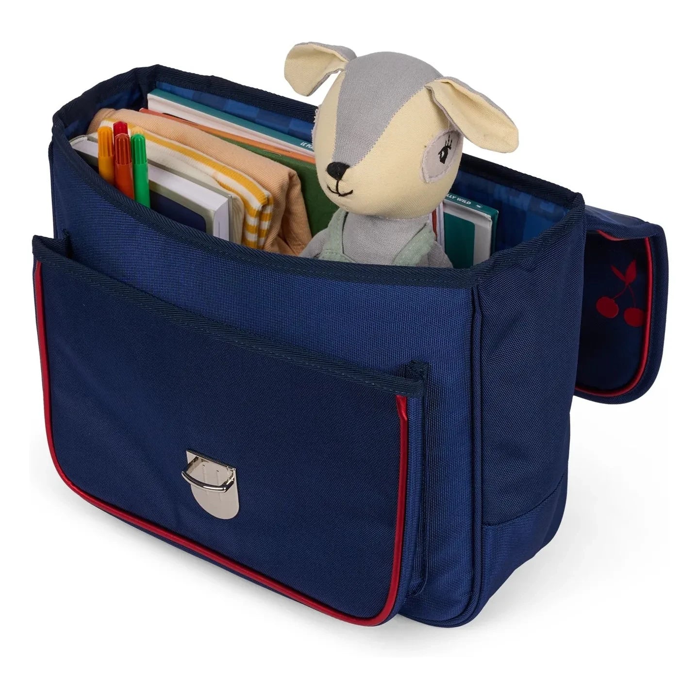 Caramel & Cie - Samt-Kirschen Kleine Handtasche | Marineblau